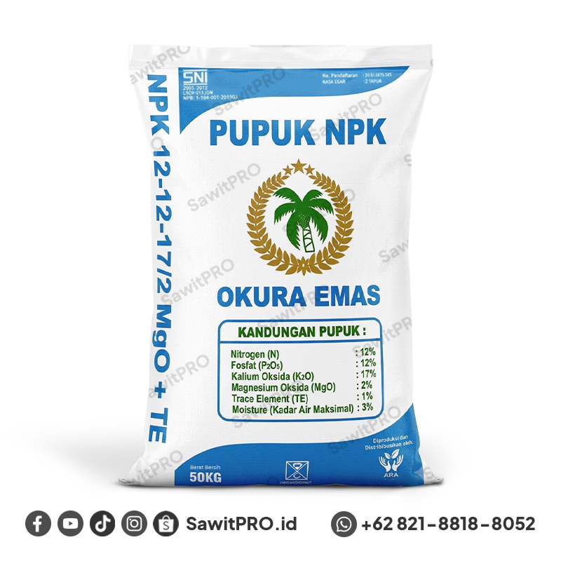 NPK Okura Emas 12-12-17-2 MGO+TE 50kg (GROSIR)