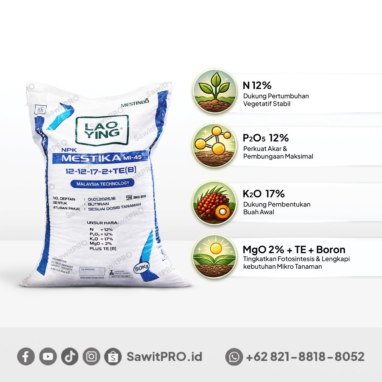NPK Mestika MI-45 12-12-17-2+TE 50kg