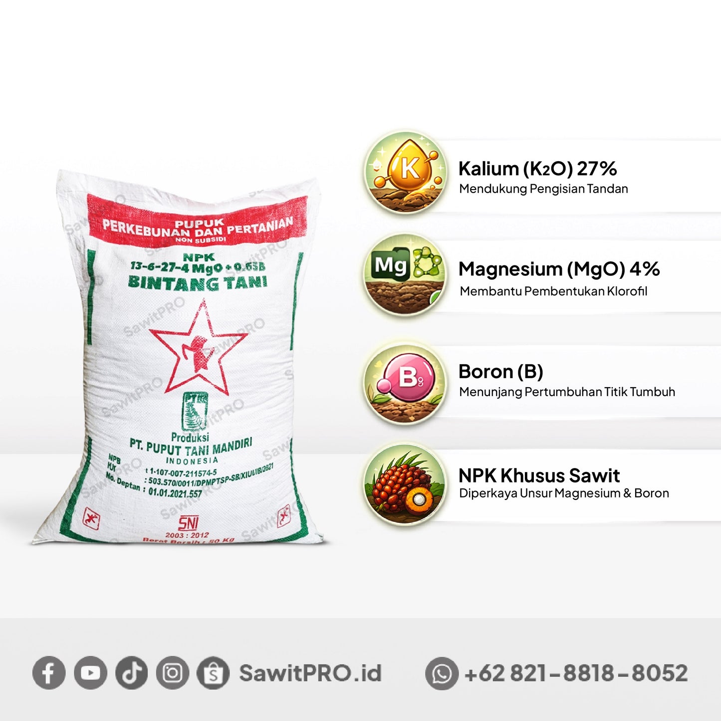 NPK Bintang Tani 13-6-27-4 MGO+0.65B 50kg