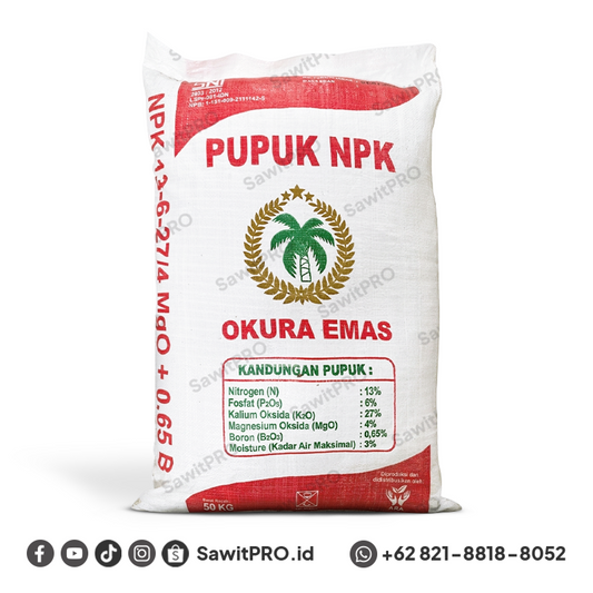 NPK Okura Emas 13-6-27-4 MGO+0.5B 50kg (GROSIR)