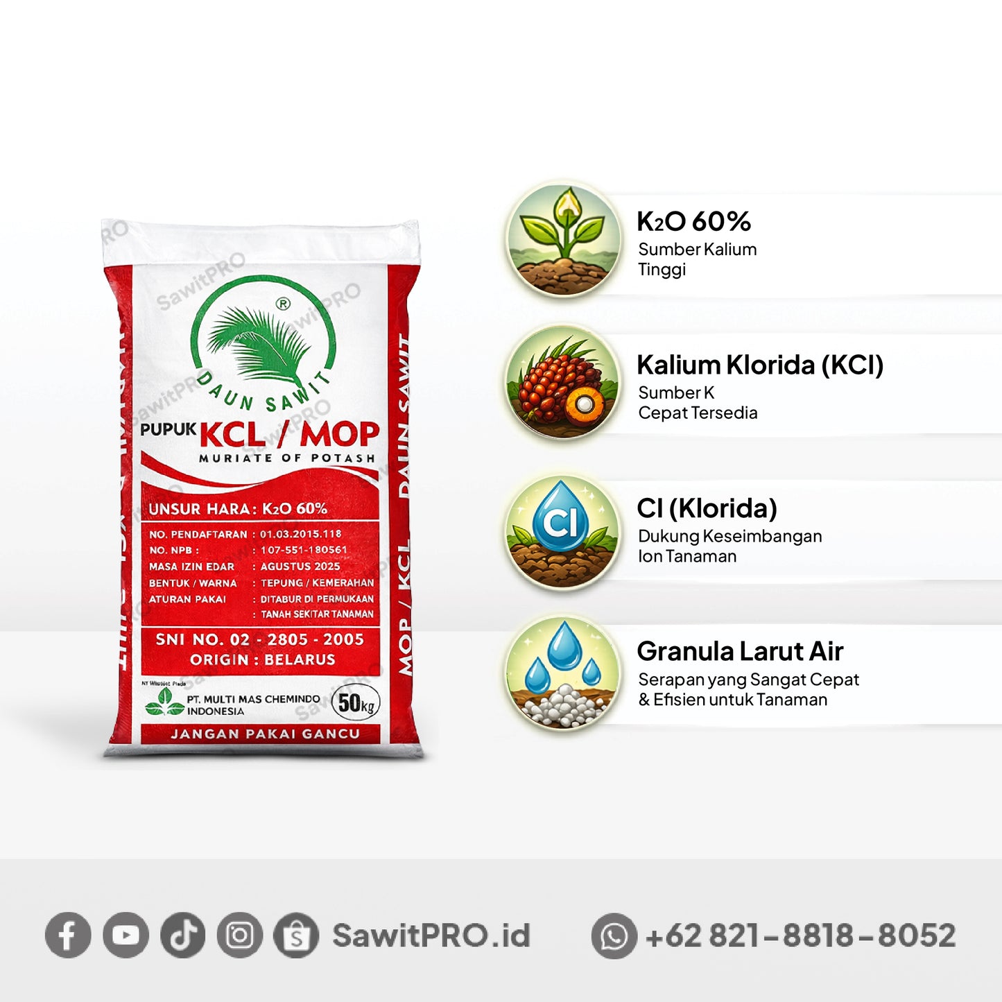 MOP/KCL Cap Daun 50kg