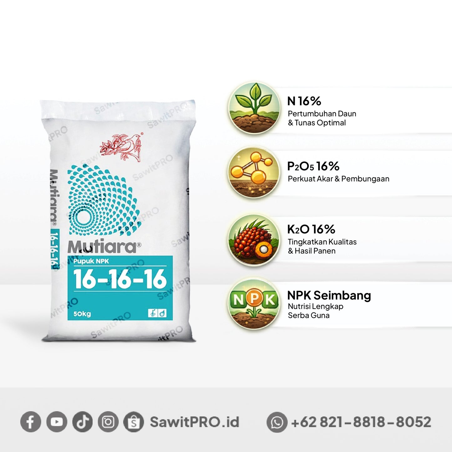 NPK Mutiara 16-16-16 50kg (GROSIR)